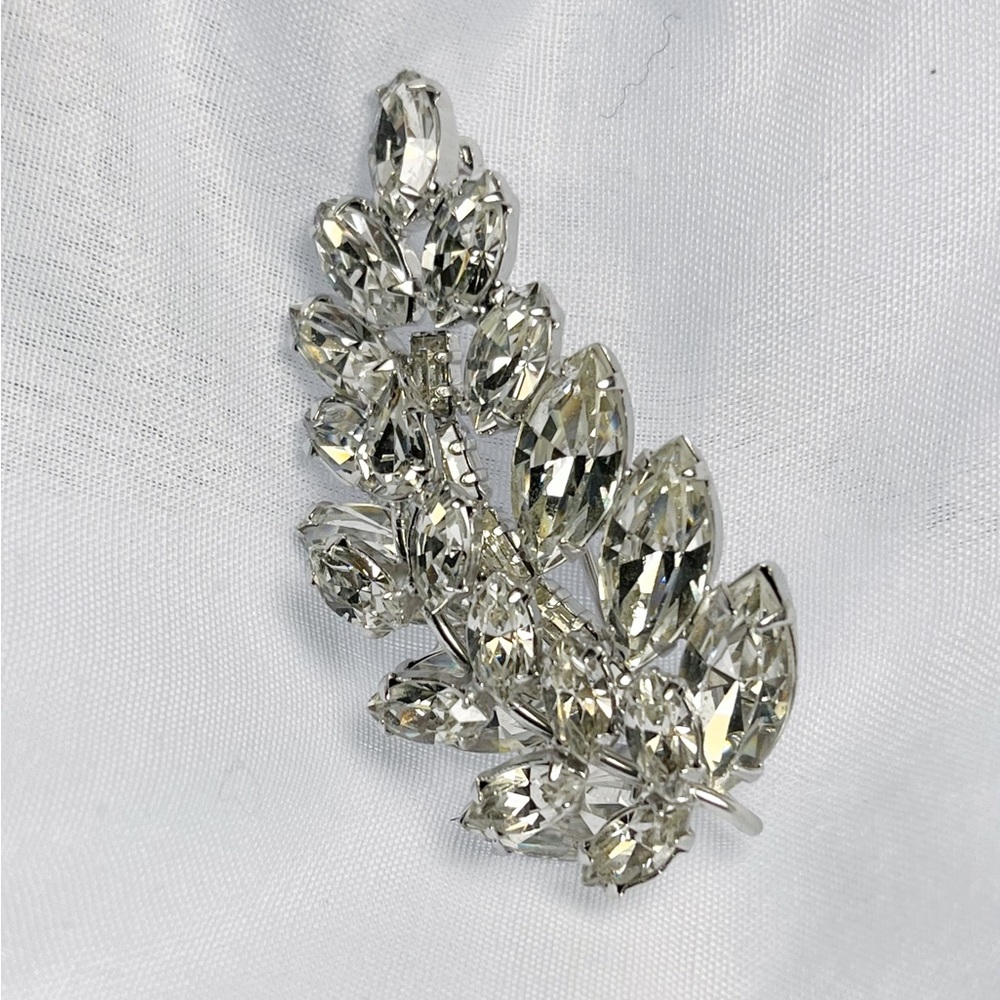 Weiss silver and crystal broach